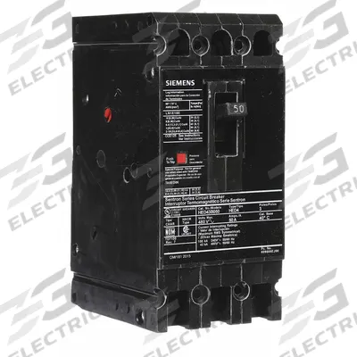 Siemens Molded Case Circuit Breaker: 50 A Amps, 42kA at 480V AC, Fixed, Load Side Lug - ED-Frame Siemens Molded Case Circuit Breakers