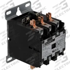 SQUARE D Definite Purpose Magnetic Contactor: 3 Poles, 120V AC, 40 A, Non-Reversing (MPN 8910DPA43V02Y181). Key specifications — Brand: SQUARE D; Coil Voltage: 110/120V AC; Contactor Style: HVACR Definite Purpose Contactor; Terminal Connection Type: Quick-Disconnect Terminals; Maximum Voltage Rating: 600V AC; Series: 8910 Series Type DPA; Phase: Three; Main Pole Contact Form: 3NO.