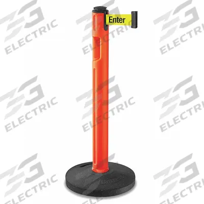 LAVI Barrier Post with Belt: Fluorescent Yellow, No Pattern, Caution - Please Do Not Enter - Message Retractable Belt Post Barriers