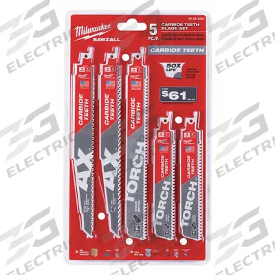 MILWAUKEE Reciprocating Saw Blade Set: 5 Pieces, Reciprocating Saw Blade Set - Reciprocating Saw Blade Sets
