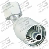 PARKER Hydraulic Crimp Fitting: Steel x Steel, 45° Elbow, -8 For Hose Dash Size, Female x Genderless (MPN 1J743-10-8). Key specifications — Fitting Gender: Female x Genderless; Fitting Connection Type: ORS x Crimp; For Hose Dash Size: -8; Thread Size: 1"-14; Brand: PARKER.