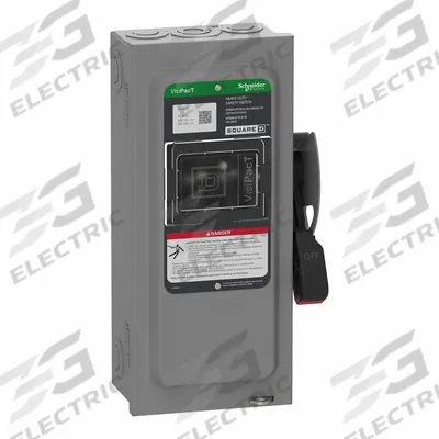 SCHNEIDER Safety Switch: Fusible, 30 A, Single Phase, 240V AC, Galvanized Steel - Fusible Safety Switches