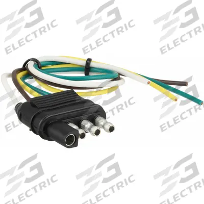 HOPKINS TOWING SOLUTIONS Flat Electric Connector: 4-Way, PVC, 16 ga Wire Gauge (MPN 48115) - Fleet and Vehicle Maintenance