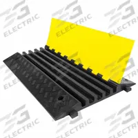 ELECTRIDUCT Cable Protector: 5 Channels, Hinged, 1 1/4 in Max Cable Dia, 21 3/4 in Wd, 2 1/4 in Ht (MPN CP-RPS-CR900). Key specifications — Brand: ELECTRIDUCT; Color: Black/Yellow; Component: Cable Ramp-Straight Section; Material: Rubber.