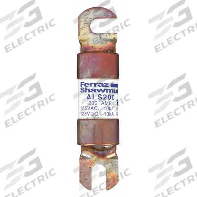 MERSEN Forklift Limiter Fuse: ALS Series, Bolt-On, Gen Purpose, 200 A, 125 V DC - Fast-Acting & General Purpose Bolt-On Fuses