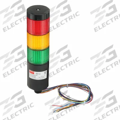 Dayton Tower Light Assembly: 3 Tier, Amber/Green/Red, No Sounder Tier, 8 1/4 in Overall Ht - Three-Tier Tower Light Assemblies