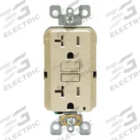 LEVITON GFI Receptacle: Decorator Duplex, 5-20, Ivory, GFCI, 125V AC, 20 A, 2 Pole / 3 Wire (MPN GFTR2-I)