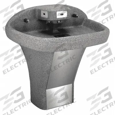ACORN Wash Fountain: Smoky Granite, Corterra, D-Shape, 40 in Overall Wd, P-Trap Drain - Sensor-Operated Wash Fountains