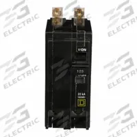 SQUARE D Miniature Circuit Breaker: 125 A, 120/240V AC, Single Phase, 22kA at 120/240V AC, 2 Poles (MPN QOB2125VH). Key specifications — Phase: Single; Amps: 125 A; AC Voltage Rating: 120/240V AC; Max. AIR Rating: 22kA at 120/240V AC; For Use With: Square D NQOD Panelboards; Brand: SQUARE D.