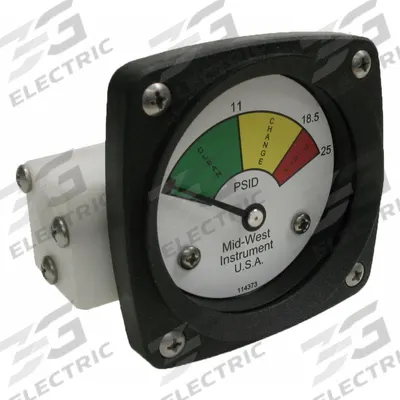 MIDWEST INSTRUMENT 3-Color Differential Pressure Indicator: 1,000 psig Max - Differential Pressure Indicators