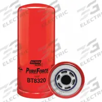 BALDWIN FILTERS Hydraulic Filter: Hydraulic Fluid, 1 3/8"-12 Thread Size, Spin-On, Cellulose (MPN BT8320). Key specifications — Media Material: Cellulose; Brand: BALDWIN FILTERS; Compatible Fluid Type: Hydraulic Fluid; Compatible Vehicle Make: John Deere; Includes: Integral Gasket; Thread Size: 1-3/8"-12.