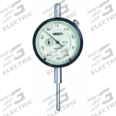 INSIZE Reverse-Reading Dial Indicator - Lug Back: 0 in to 1 in, Inch, Plunger - Continuous Reading Flat Back Dial Indicators