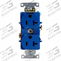 LEVITON Duplex Receptacle Outlet: Duplex, 5-20, Blue, 125V AC, 20 A, 2 Pole / 3 Wire (MPN 5352-BU)