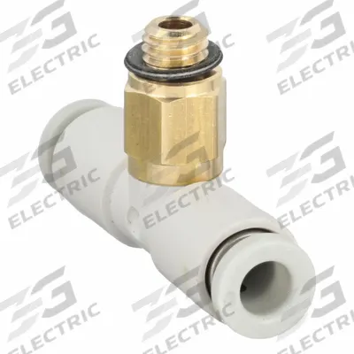 SMC Push-Fit Tee Fitting: 4 mm OD x 4 mm OD x 5 mm Pipe x 4 mm OD Size - Polybutylene & Brass Tube Fittings