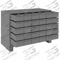 DURHAM MFG Drawer Bin Cabinet: 34 in x 17 3/4 in x 26 1/4 in, 30 Drawers, Stackable, Steel, Gray (MPN 027-95). Key specifications — Cabinet Material: Steel; Includes Dividers: Yes; Cabinet Finish: Powder Coated; Drawer Color: Gray; Cabinet Style: Drawer; Assembled: Assembled; Drawer Inside WxDxH: (30) 5-7/16 in x 17-3/4 in x 3-3/16 in; Cabinet Color: Gray.