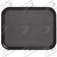 Food Service Trays, PK 12 (MPN EA1418VC382). Key specifications — Brand: CAMBRO; Color: Black with Pebbled Black; NSF Certified: Yes.