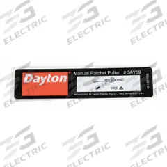 DAYTON Capacity Label: For 3AY59, Fits Dayton Brand (MPN CH-40-Y59). Key specifications — attr382542: 3AY59; attr382544: Dayton; attr382552: Capacity Label; attr394832: DAYTON.