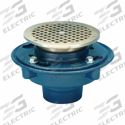 ZURN Floor Drain: 8 3/8 in Overall Dia, 6 in Grate Size, 4 in Nominal Pipe Size - General Purpose Floor Drains