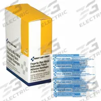 FIRST AID ONLY Adhesive Bandage: Fingertip Bandages, 1 3/4 in Wd, 2 in Lg, Metal Detectable, Fabric (MPN G173). Key specifications — Product Type: Fingertip Bandages; Unitized: Unitized; Water Resistance: Not Water Resistant; Brand: FIRST AID ONLY; Latex Content: Latex Free; Metal Detectable: Metal Detectable; Package Type: Box; Manufacturer Part Number: G173.
