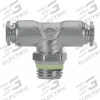 AIGNEP USA Push-Fit Tee Fitting: 5/32 in OD x 5/32 in OD x 1/4 in Pipe Size, Stainless Steel, Silver (MPN 60215-4-1/4). Key specifications — Brand: AIGNEP USA.