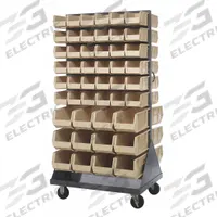 QUANTUM STORAGE SYSTEMS Mobile Louvered Floor Rack: 36 in x 24 in x 72 in, 96 Bins Included, Ivory (MPN QMD-36H-230240IV). Key specifications — Bin Width: (24) 8-1/4 in; Color: Gray; Caster Wheel/Configuration: (2) Swivel; Caster Wheel/Tread Material: Hard Rubber; Bin Color: Ivory; Bin Depth: (24) 14-3/4 in; Bin Height: (24) 7 in; Brand: QUANTUM STORAGE SYSTEMS.