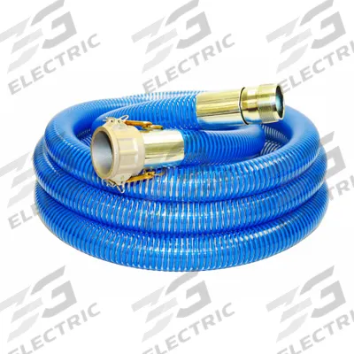 KURIYAMA Suction and Discharge Hose: 3 in Hose Inside Dia., 65 psi, Blue/Clear - PVC Water Suction & Discharge Hose Assemblies with PVC Helix Reinforcement