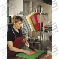 SAN JAMAR Cutting Board Set: 20 in Overall Lg, 15 in Overall Wd, Blue/Brown/Green/Red/White/Yellow (MPN CB1520KC). Key specifications — Color: Yellow; Brand: SAN JAMAR; Material: Co-Polymer; NSF Certified: Yes.