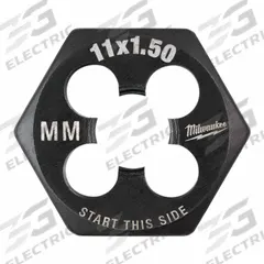 MILWAUKEE Hex Threading Die: M11x1.5 Metric, 1 in Hex Wd, Black Oxide Carbon Steel (MPN 49-57-5356)