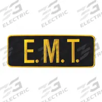 HEROS PRIDE Embroidered Patch: E. M. T., 11 in x 4 in, Black/Gold, Plastic, Sew-On, Back (MPN 10067). Key specifications — attr1074238: Sew-On; attr188498: 11 in x 4 in; attr188499: Black; attr188500: Plastic; attr188503: E. M. T.; attr193746: HEROS PRIDE.