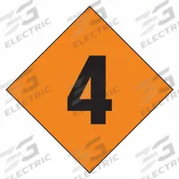 LABELMASTER Fire Division Symbol Placard: 4, 24 in, 24 in Label Wd, Reflective Sheet, Placard (MPN HMPG148FV). Key specifications — Brand: LABELMASTER; Message: 4.