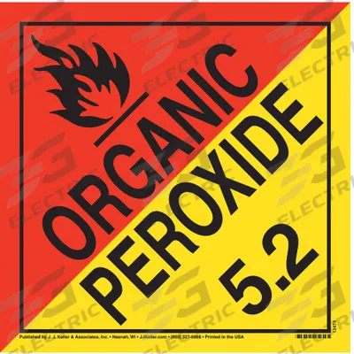 JJ KELLER Container Placard: Organic Peroxide, 10 3/4 in x 10 3/4 in - Class 5: Oxidizing Agents & Organic Peroxides