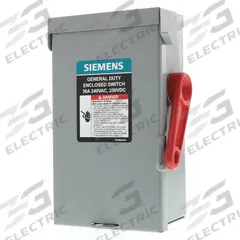 SIEMENS Safety Switch: Fusible, 30 A, Three Phase, 240V AC, Galvanized Steel, Indoor (MPN GF321NA). Key specifications — Brand: SIEMENS.