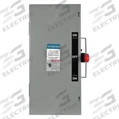 SIEMENS Safety Switch: Non-Fusible, 60 A, Three Phase, 240V AC, Galvanized Steel, Indoor (MPN DTNF322). Key specifications — attr867131: SIEMENS.