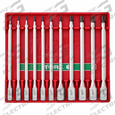 MILWAUKEE 11pc 1/4" and 3/8" Drive Torx Long Bit Socket Set: 1 - 25 Pieces, 13 Pieces - Torx Bit Socket Sets
