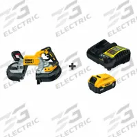 DEWALT Band Saw Kit: 1 Battery, 1 Charger, 44 7/8 in Blade Lg, 5 in Cutting Lg - Max, Brushless (MPN DCS376B/DCB205C). Key specifications — attr1169930: Dual Trigger Not Included.