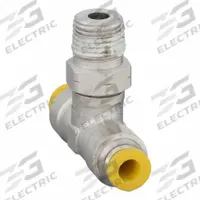 PARKER Push-Fit Tee Fitting: 4 mm OD x 4 mm OD x 1/8 in Pipe Size, Brass, 19 1/16 mm Overall Lg (MPN W172PLP-4M-2R). Key specifications — Brand: PARKER; Thread Size A: 1/8".