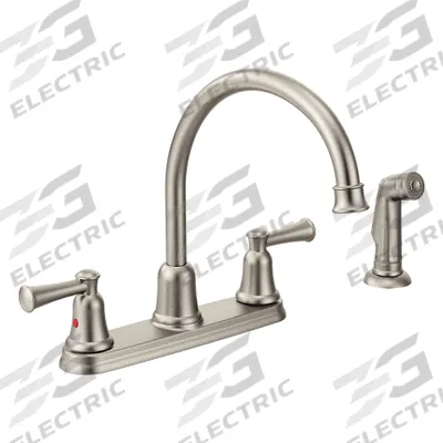 CFG Gooseneck Kitchen Faucet: Capstone, Brass, Widespread, Deck, 4 Mounting Holes - Centerset Kitchen Faucets