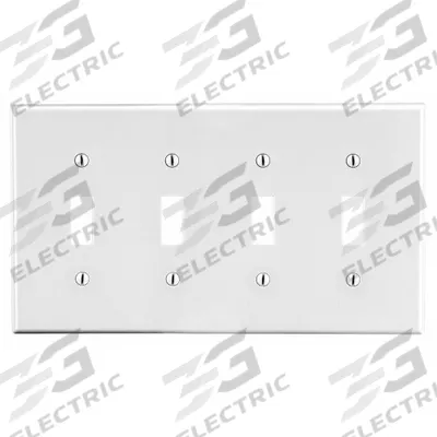 HUBBELL Wall Plate: Toggle, 4 Gang, White - General Purpose Wall Plates