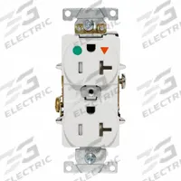 LEVITON Tamper-Resistant Isolated Ground: Hospital Grade, Duplex, 5-20R, White, 125V AC, 20 A (MPN T8300-IGW)