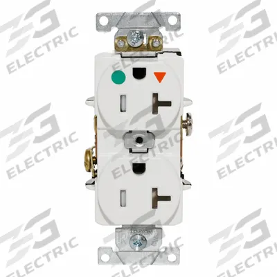 LEVITON Tamper-Resistant Isolated Ground: Hospital Grade, Duplex, 5-20R, White - General Purpose Receptacles