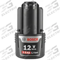 BOSCH Battery: 3 Ah, Battery Included, 12V DC (MPN GBA12V30). Key specifications — attr1278107: Not Oil-Resistant.
