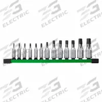 MILWAUKEE Socket Bit Set: 1 - 25 Pieces, 1/4 in, 3/8 in Drive Size, 13 Pieces, 10 7/8 in Overall Lg (MPN 48-22-9532). Key specifications — attr1216280: Fixed Insert; attr1216283: MILWAUKEE; attr1225718: T8 to T60; attr1227491: 1/4 in, 3/8 in.