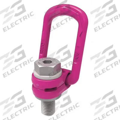 RUD CHAIN Hoist Ring: Pivot/Swivel, Steel w/Pink Powder-Coated Bail, M24, Max. 9,920 lb - Pivot & Rotate Hoist Rings