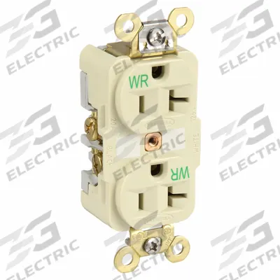 HUBBELL Receptacle: Duplex, 5-20, Ivory, 125V AC, 20 A, 2 Pole / 3 Wire (MPN HBL5362IWR) - General Purpose Receptacles