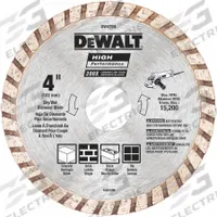 DEWALT Diamond Saw Blade: Masonry, 4 in Blade Dia., 5/8 in_7/8 in Arbor Size, Dry, Best, Turbo (MPN DW4724). Key specifications — attr1097734: Dry; attr1097738: Masonry Saw; attr1097751: DEWALT.