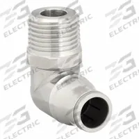 LEGRIS Push-Fit Elbow Fitting: 4 mm OD Size, BSPT x Push-to-Connect, Stainless Steel, Silver (MPN 3889 04 13). Key specifications — Brand: LEGRIS; Thread Size A: 1/4".