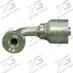 AEROQUIP Hydraulic Flange Fitting: 1 1/4 in Hydraulic Hose I.D., 2 1/8 in Hydraulic Flange Size (MPN 4S20FHB20). Key specifications — attr95970: 90° Elbow; attr95968: Carbon Steel; attr98911: AEROQUIP.