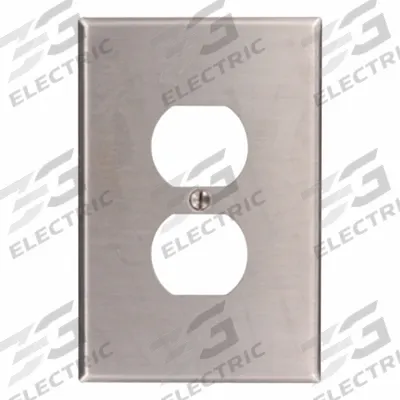 LEVITON Wall Plate: Duplex Outlet, 1 Gang, Silver - General Purpose Wall Plates