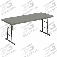 ICEBERG Folding Table: Rectangle Table Shape, Charcoal Tabletop, 30 in Dp, 72 in Wd, 35 in, Beveled (MPN 61627). Key specifications — attr1035217: Silver; attr1035250: Charcoal; attr1035202: ICEBERG.