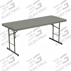 ICEBERG Folding Table: Rectangle Table Shape, Charcoal Tabletop, 30 in Dp, 72 in Wd, 35 in, Beveled (MPN 61627). Key specifications — attr1035217: Silver; attr1035250: Charcoal; attr1035202: ICEBERG.